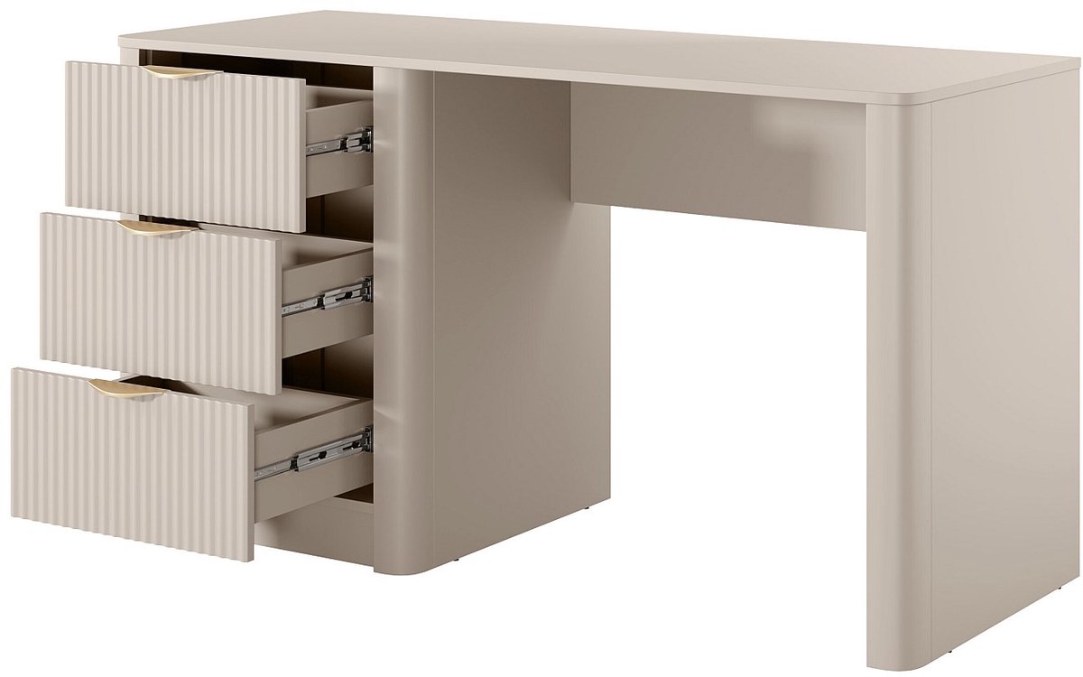 Vente-unique Bureau met 3 lades - Beige en goud - ELONARIA
