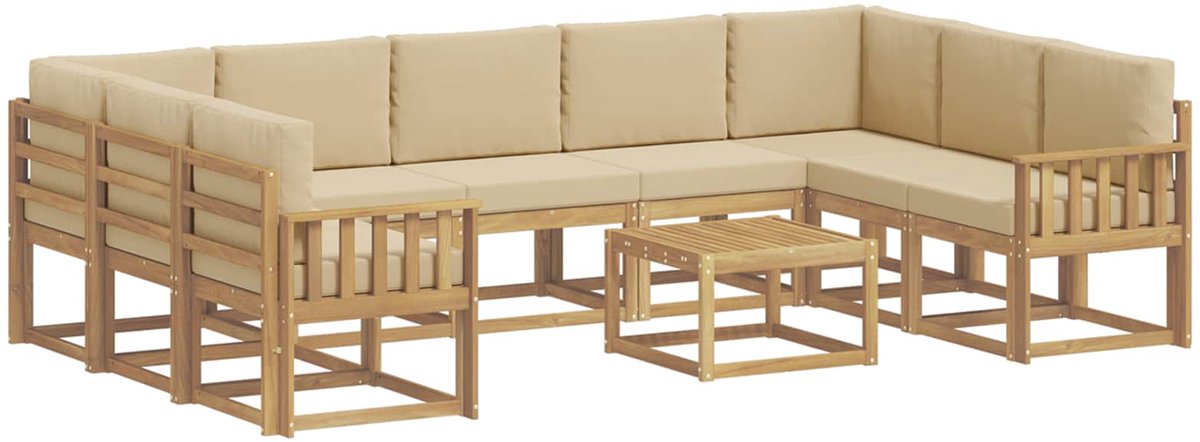 vidaXL Buiten - bank - set - 10 - st - 9-zits - Wit - en - Beige - Polyester Wit en Beige