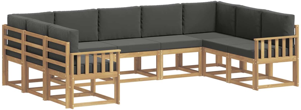 vidaXL Buiten - bank - set - 9 - st - 9-zits - Wit - en - antracietkleurig Wit en antracietkleurig