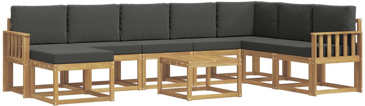 vidaXL Buiten - bank - set - 9 - st - 8-zits - Wit - en - antracietkleurig Wit en antracietkleurig