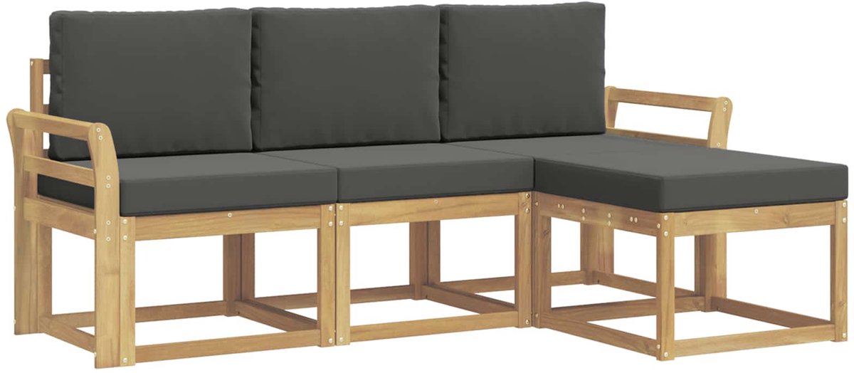 vidaXL Buiten - bank - set - 4 - st - Wit - en - antracietkleurig wit en antracietkleurig