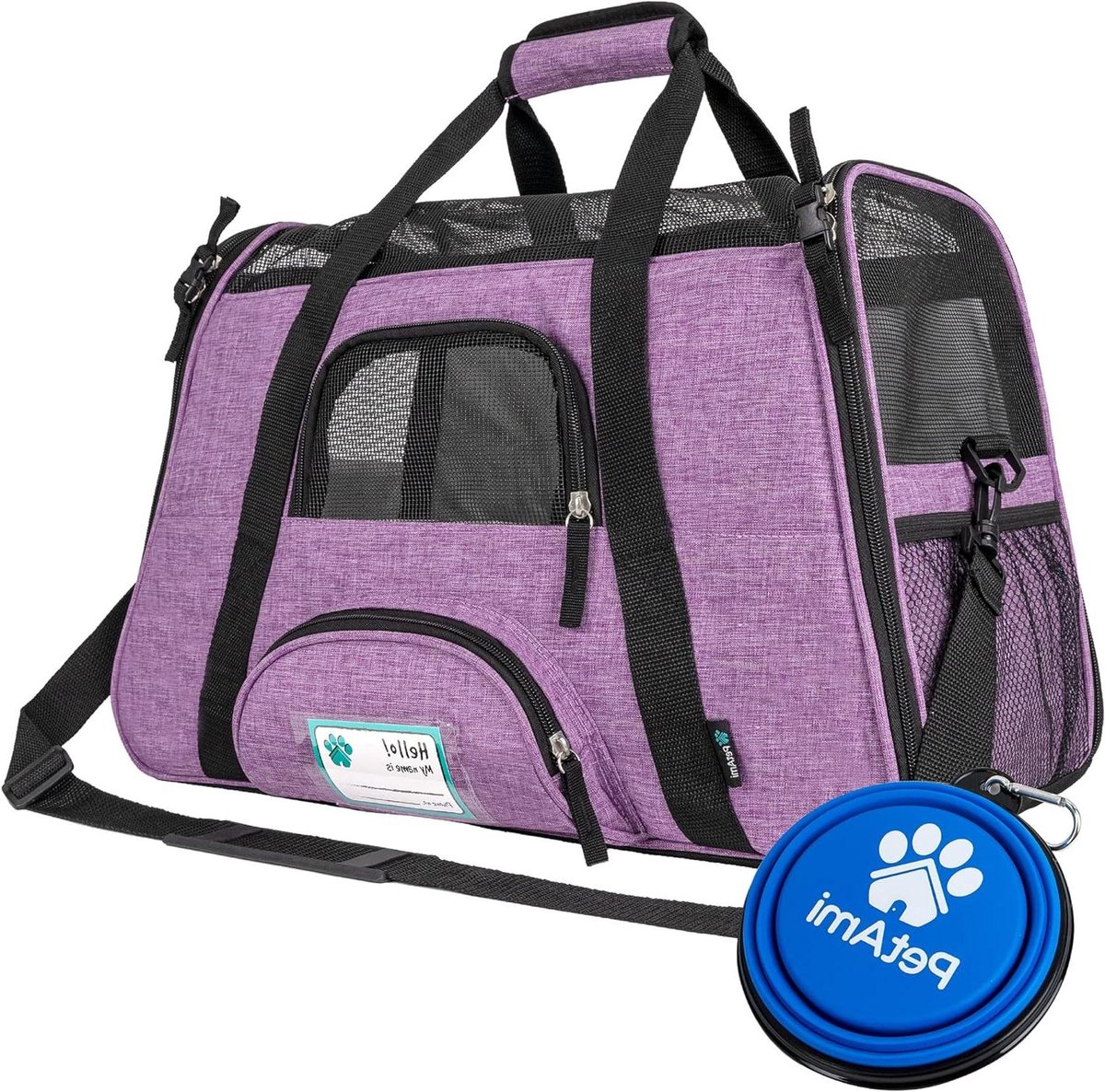 Reisdrager Huisdier - Draagtas Hond - Veilig Reizen - Luchtvaartmaatschappij Goedgekeurd - 495x159x305 cm - Paars