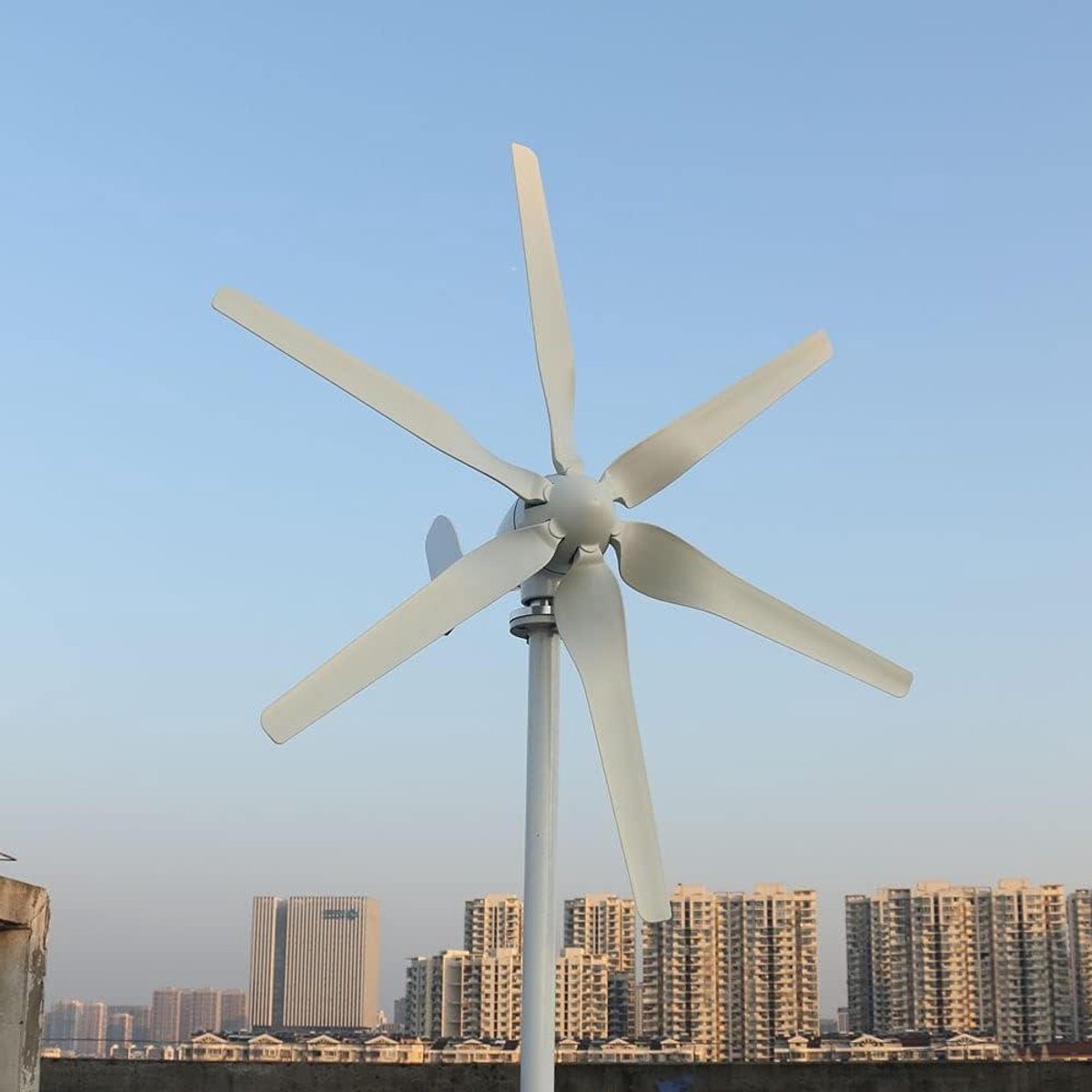 Windturbine Generator - Windmolen Energie - Stroom Opwekken - 6-Blade Ontwerp - 48 Volt - Grijs