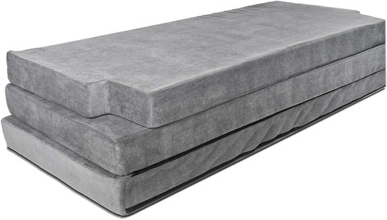 Vouwmatras Visco - Kampeermatras Busmatras - Comfortabel Slapen Onderweg - Thermo-elastisch Schuim - 185 x 144 x 10 cm - Donkergrijs van Merkloos — afbeelding 5