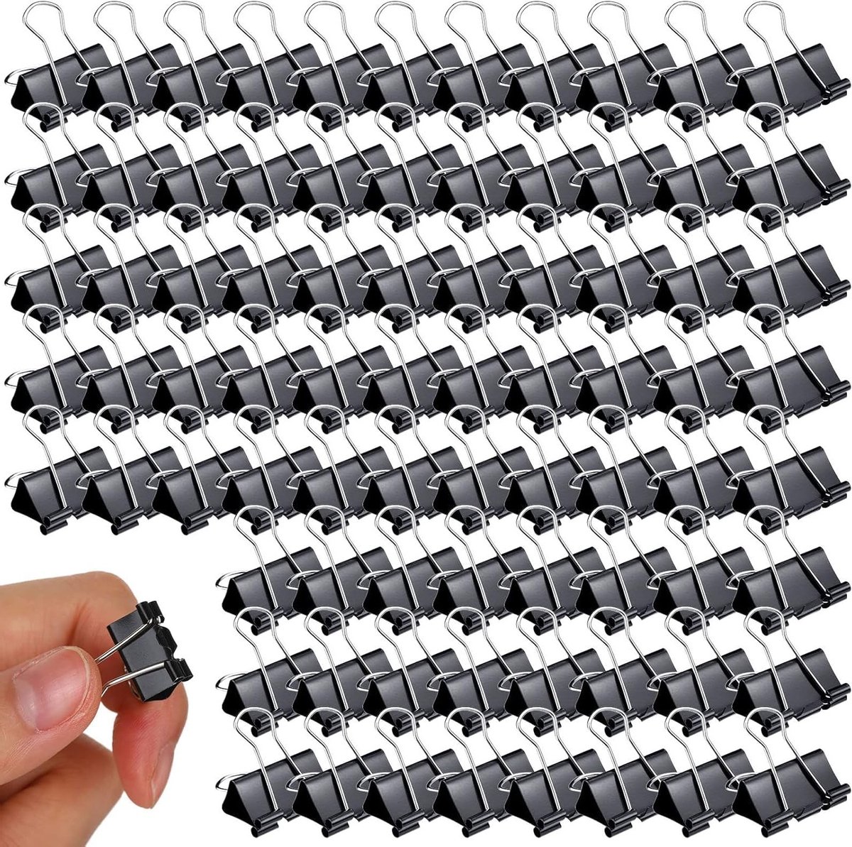 Zwarte Vouwklemmen 15 mm - 120 Stuks voor Papier tot 30 Bladen, Sterk en Roestvrij, Perfect voor Kantoor en Thuisgebruik
