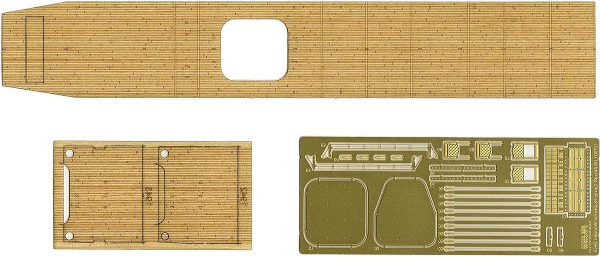 Houten Dek Set - Model Vliegdekschip - Modelbouw Verfraaiing - Specifiek Ontwerp - 1/700 Schaal - Houtkleur