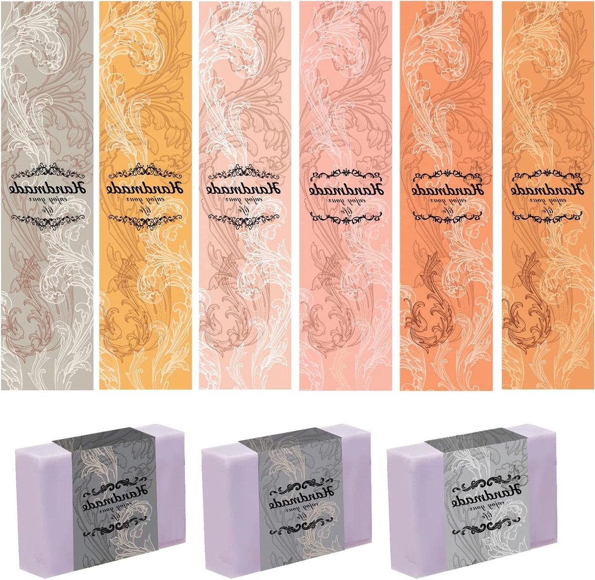 90 Stuks Gemengde Kleuren Bloem Zeepverpakkingen, 5cm x 21cm, 9 Stijlen, Niet Zelfklevend, Ideaal voor Grote Zeeprepen en Cadeaus