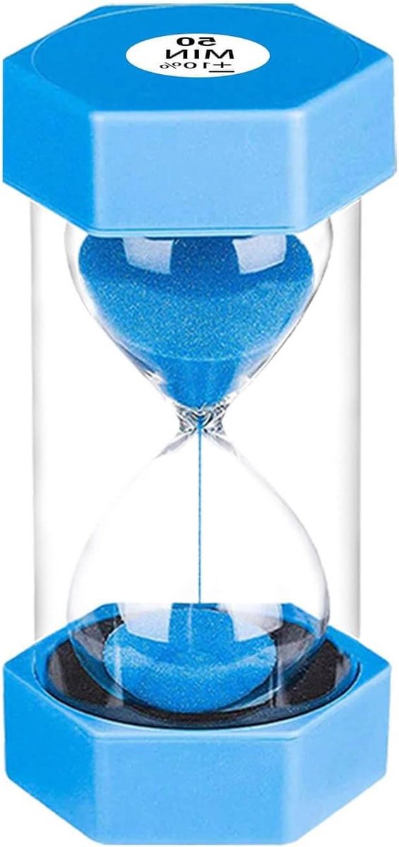Zandloper Zandklok - Zand Timer - Klaslokaal Gebruik - Onbreekbaar Ontwerp - 50 Minuten - Blauw
