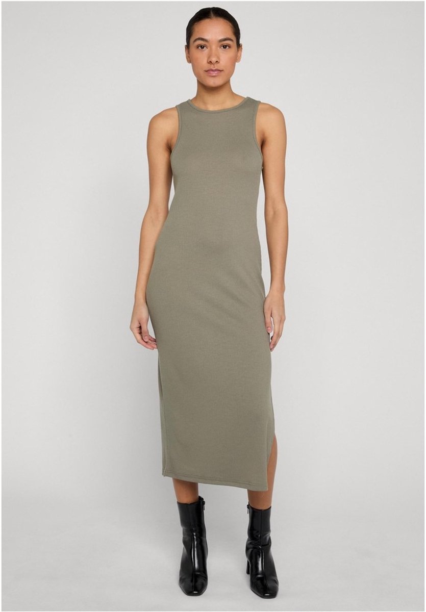 Urban Classics Ladies Long Racerback Rib Dress Dames Maxi-jurk – L Groen