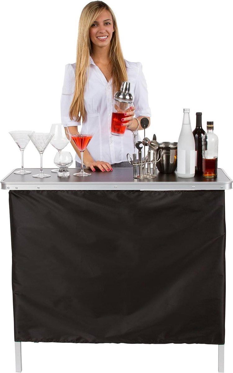 Draagbare Bar Tafel - Bierpong Tafel - Feestjes Organiseren - Inclusief Rokken - 16 inch Diep - Rood