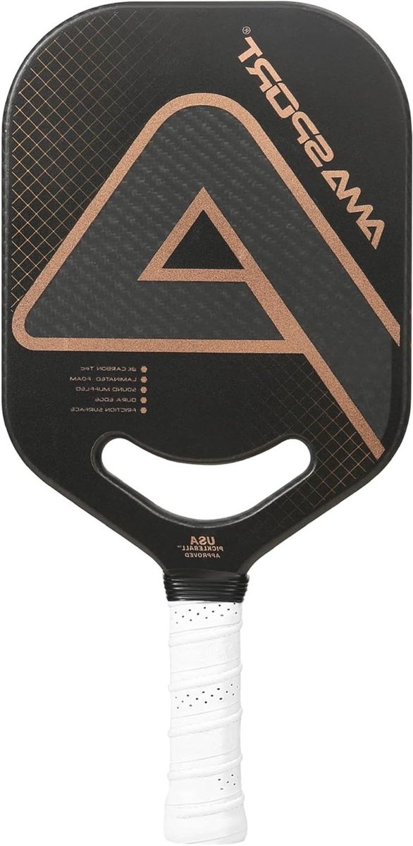 Pickleballracket Carbon - Sportracket Pickleball - Krachtige Slagen Maken - Dikke Kern 20mm - 405 mm Lengte - Blauw