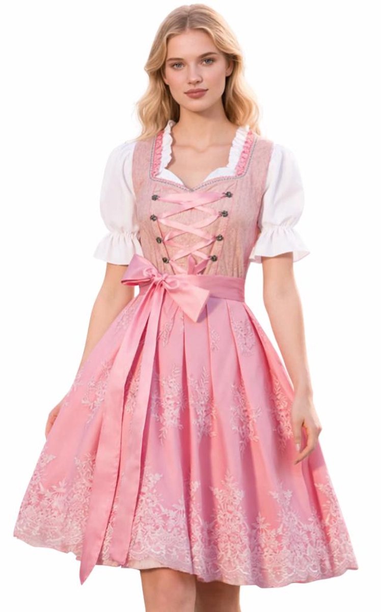 Dirndl Rosamunde 3 delig Volwassenen Vrouwen Roze Oktoberfest Maat L