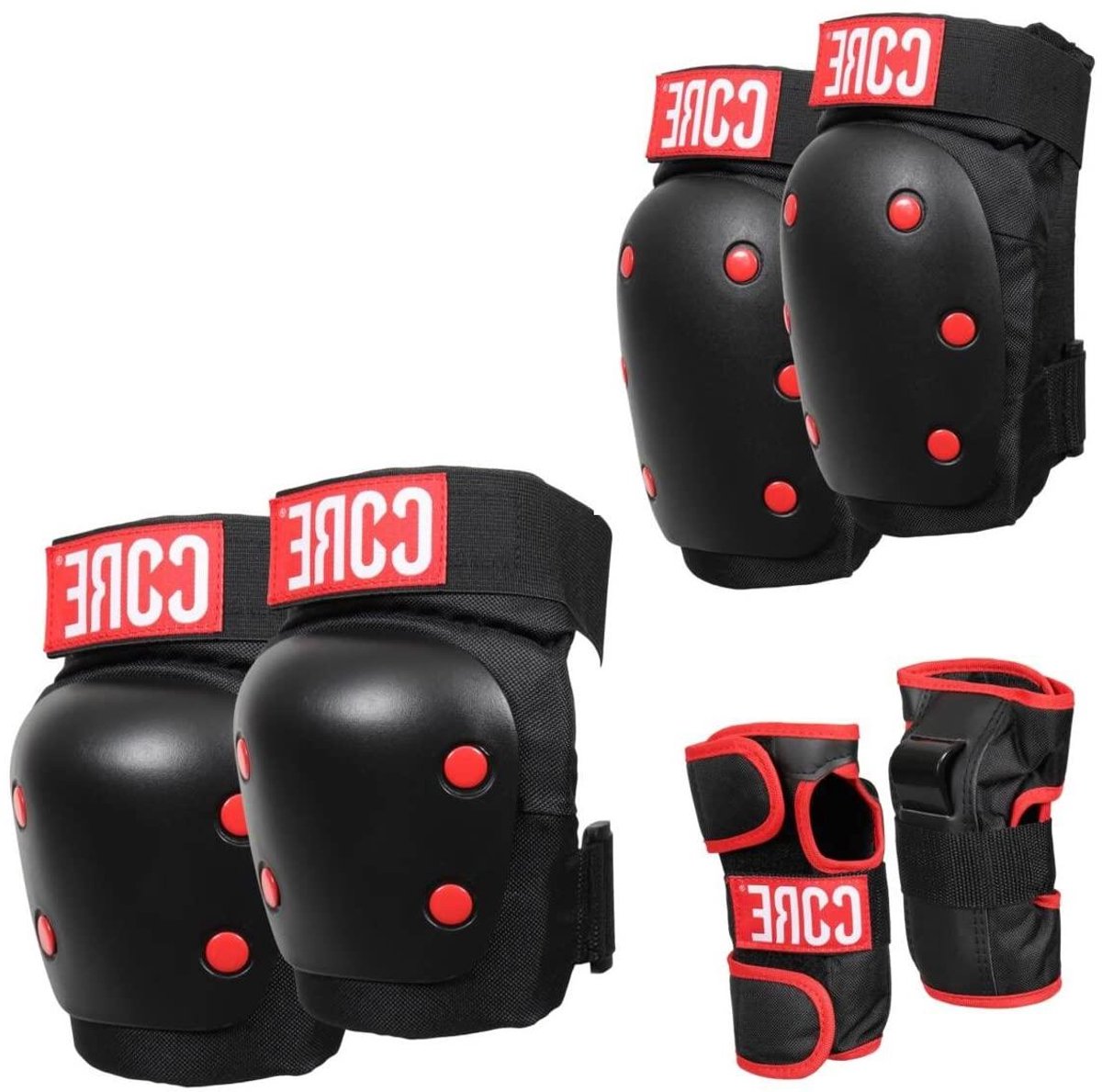 Stuntstep Beschermset - Skate Protectoren - Veilig Skaten - Triple Protector Set - S - Zwart