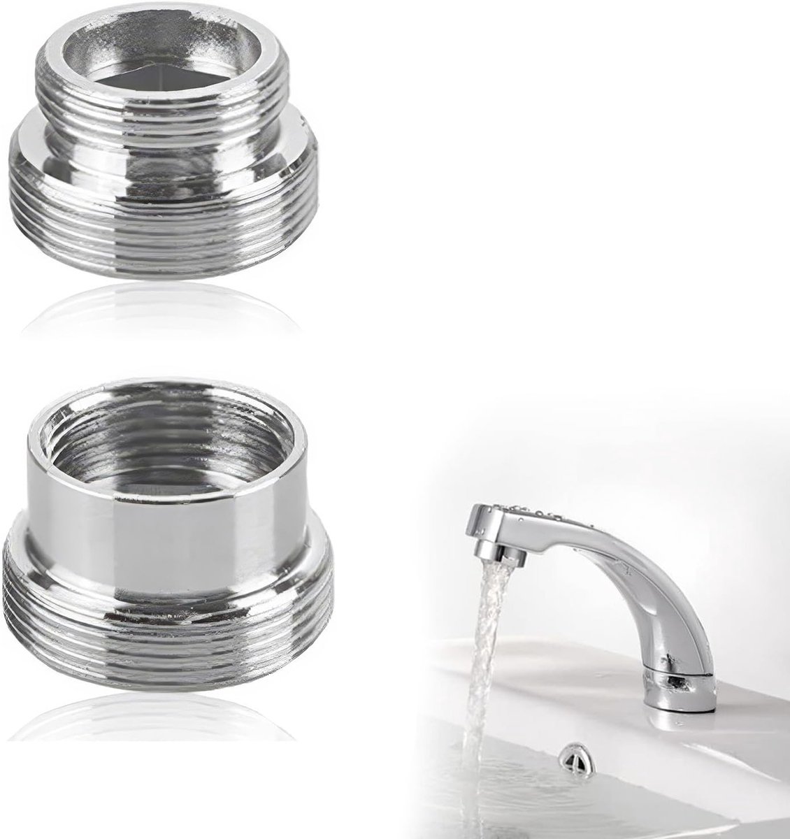 Faucet Adapters Set 16mm naar 22mm en 22mm naar 16mm, Ideaal voor Keuken, Wasbak en Slangverbindingen