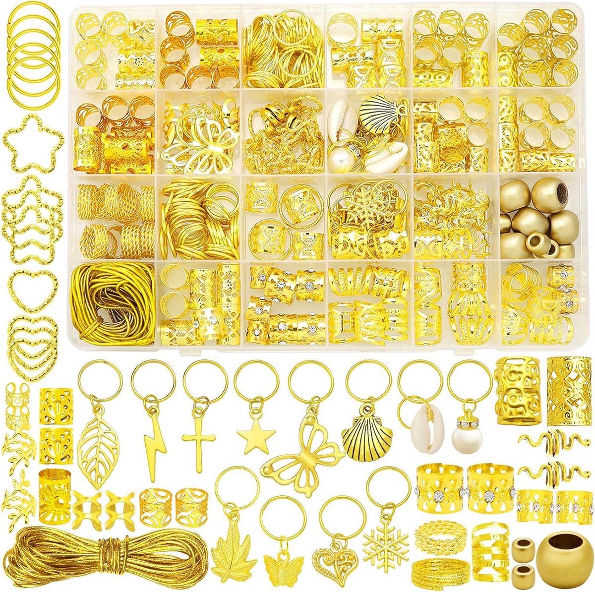 Haarsieraden Set - Vlecht Accessoires - Haar Decoreren - 309 Delig - Niet gespecificeerd - Goud