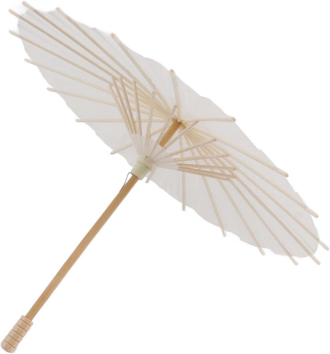 Witte Papieren Parasol voor DIY, Strandfotografie en Kunstdecoratie - 28CM met Stevige Houten Stokken