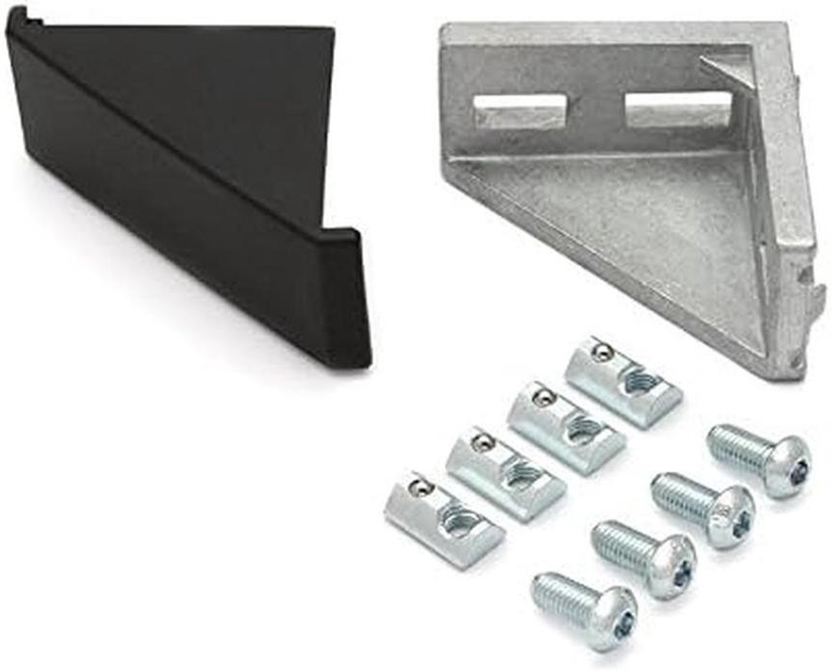 Hoekverbinder - Bevestigingshoek Beugel - Profielen Verbinden - I-type Moer 8 - 40x80 mm - Zilverkleurig