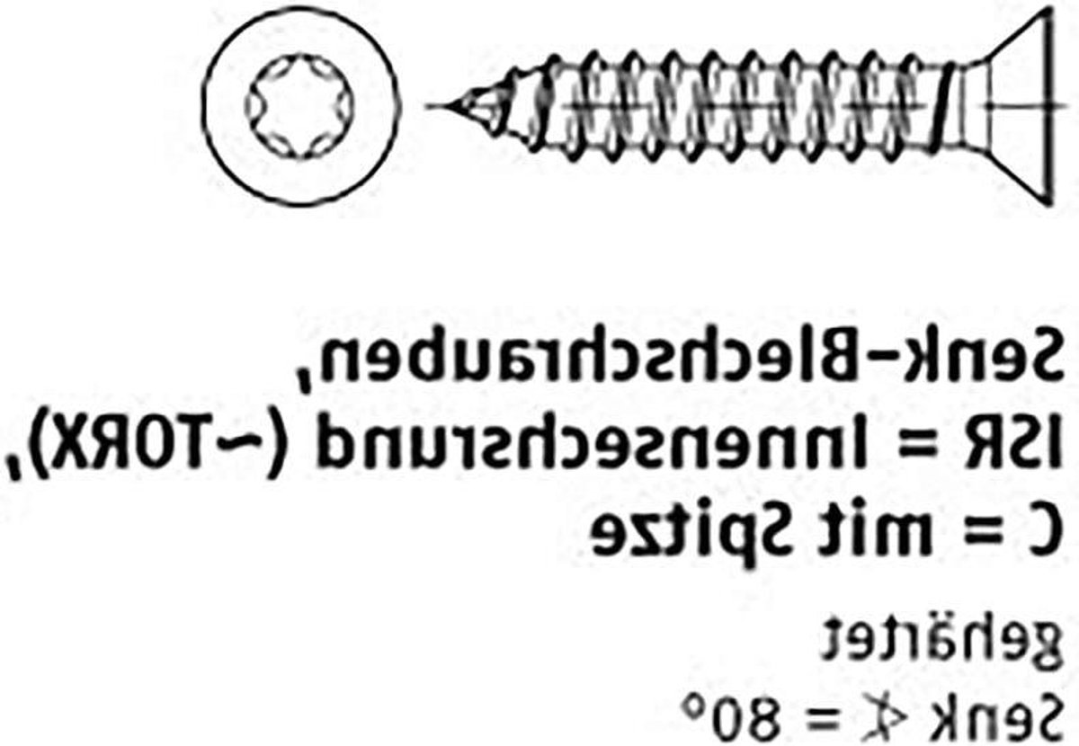 Plaatschroeven Verzinkt - Metaalschroeven DIN 7982 - Bevestigen in Metaal - Vorm C-ISR Verzonken Kop - 55 x 100 mm