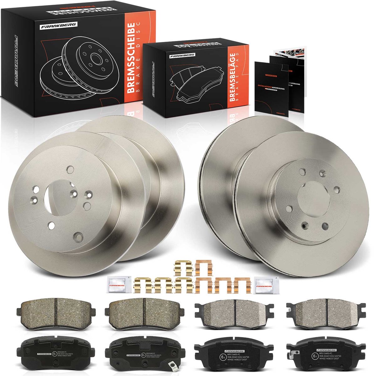 Frankberg 4x remschijven 8x remblokken vooras achteras voor Hyundai