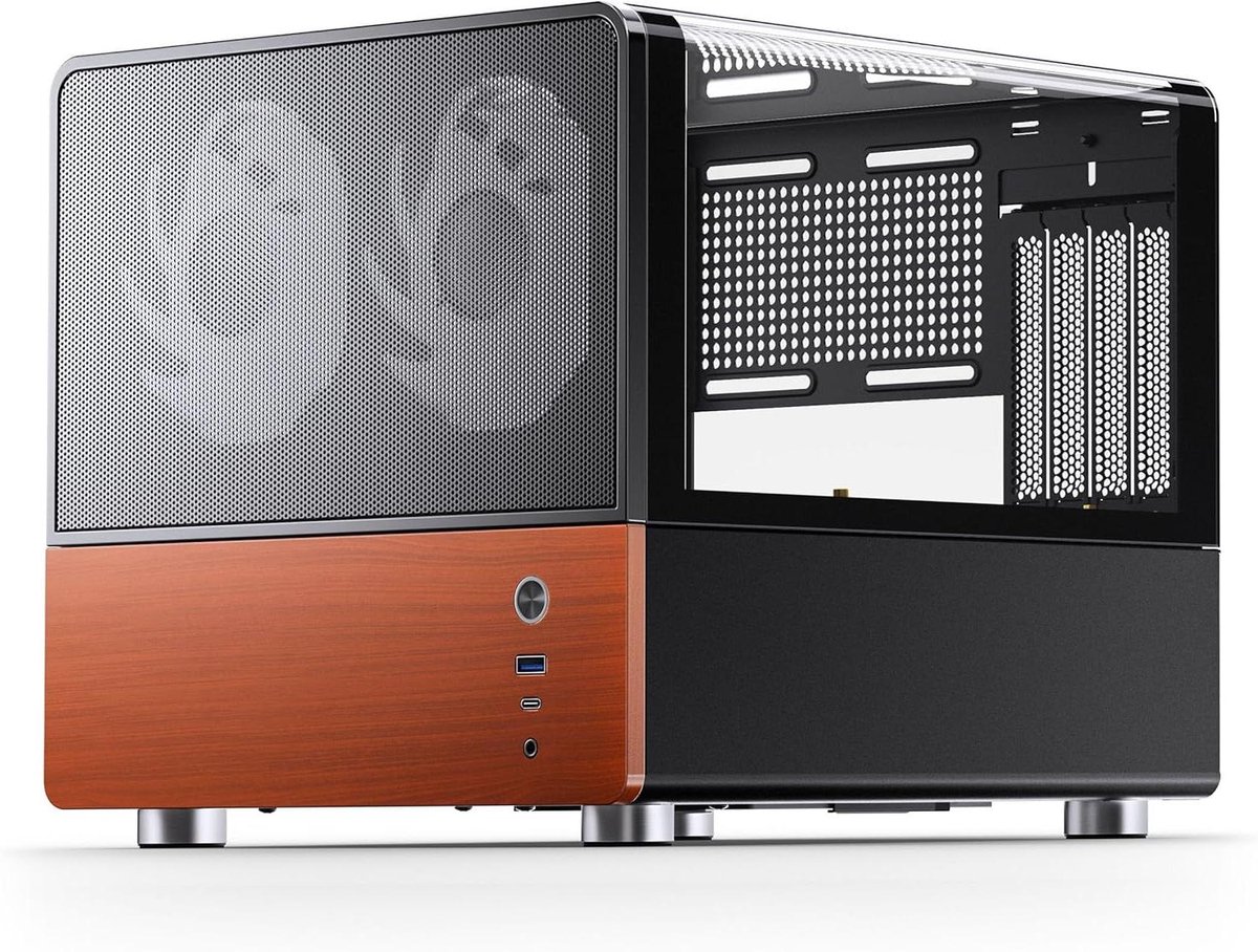 Mini Tower Behuizing - PC Case Micro-ATX - Compacte PC Bouwen - Gehard Glas Hout