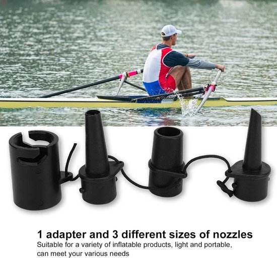 Vervangingssproeiers Luchtpomp - Opblaas Ventieladapters - Watersport Accessoires - 3 Verschillende Maten - Lichtgewicht 25g - Zwart van Merkloos — afbeelding 4