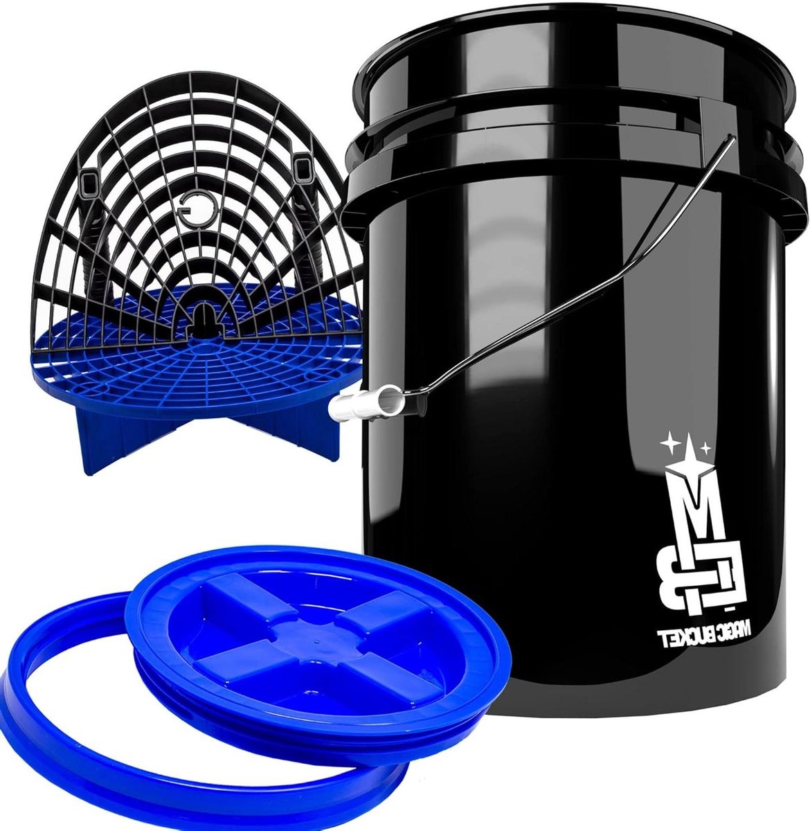 Wasemmer set - Autowas emmer - Krasvrij auto wassen - Met vuilzeef en wasbord - 20 Liter - Blauw zwart