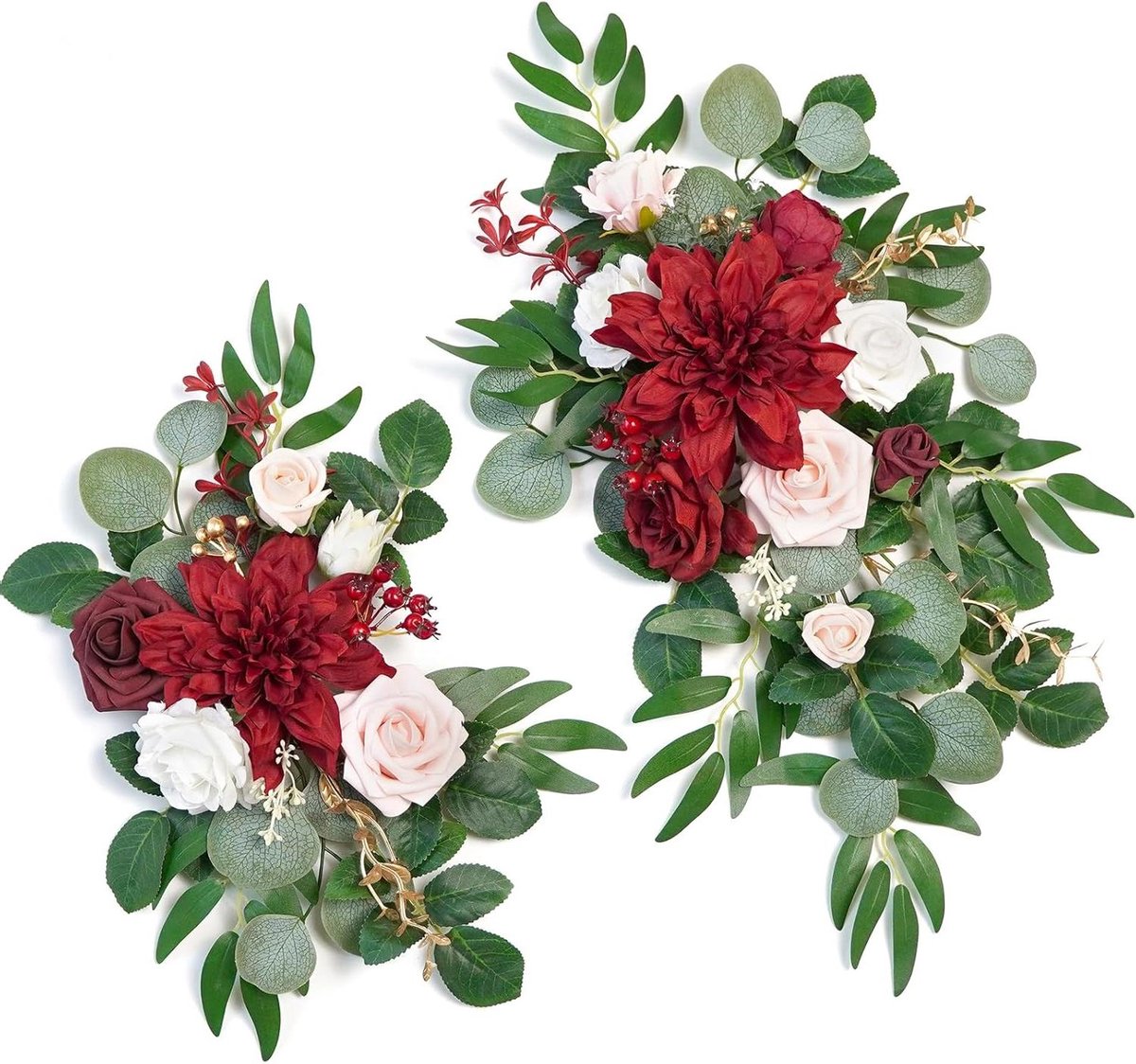 Kunstbloemen Decoraties - Bruiloft Bloemen - Feestelijke Aankleding - Handgemaakt Ontwerp - 23 x 12 inch - Rood