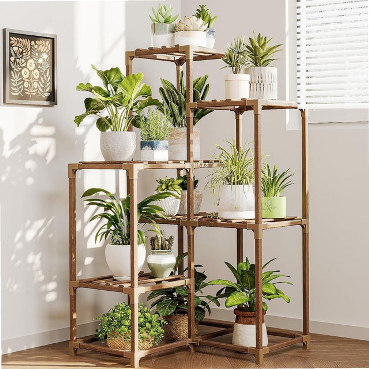 Sierra, Plant Stands Indoor Outdoor Hoek Plantenhouder 4-Tier Meerdere Planten Patio Balkon Tuin
