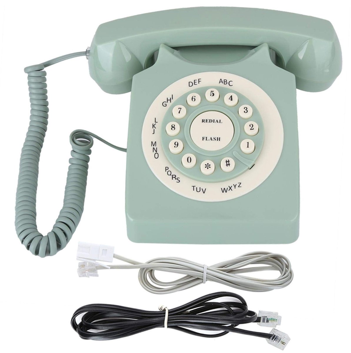 aladdien - Vintage vaste telefoon - Roterende wijzerplaat - Antieke uitstraling - Groen - Thuis telefoon - Geschikt voor thuiskantoor - Klassiek desig