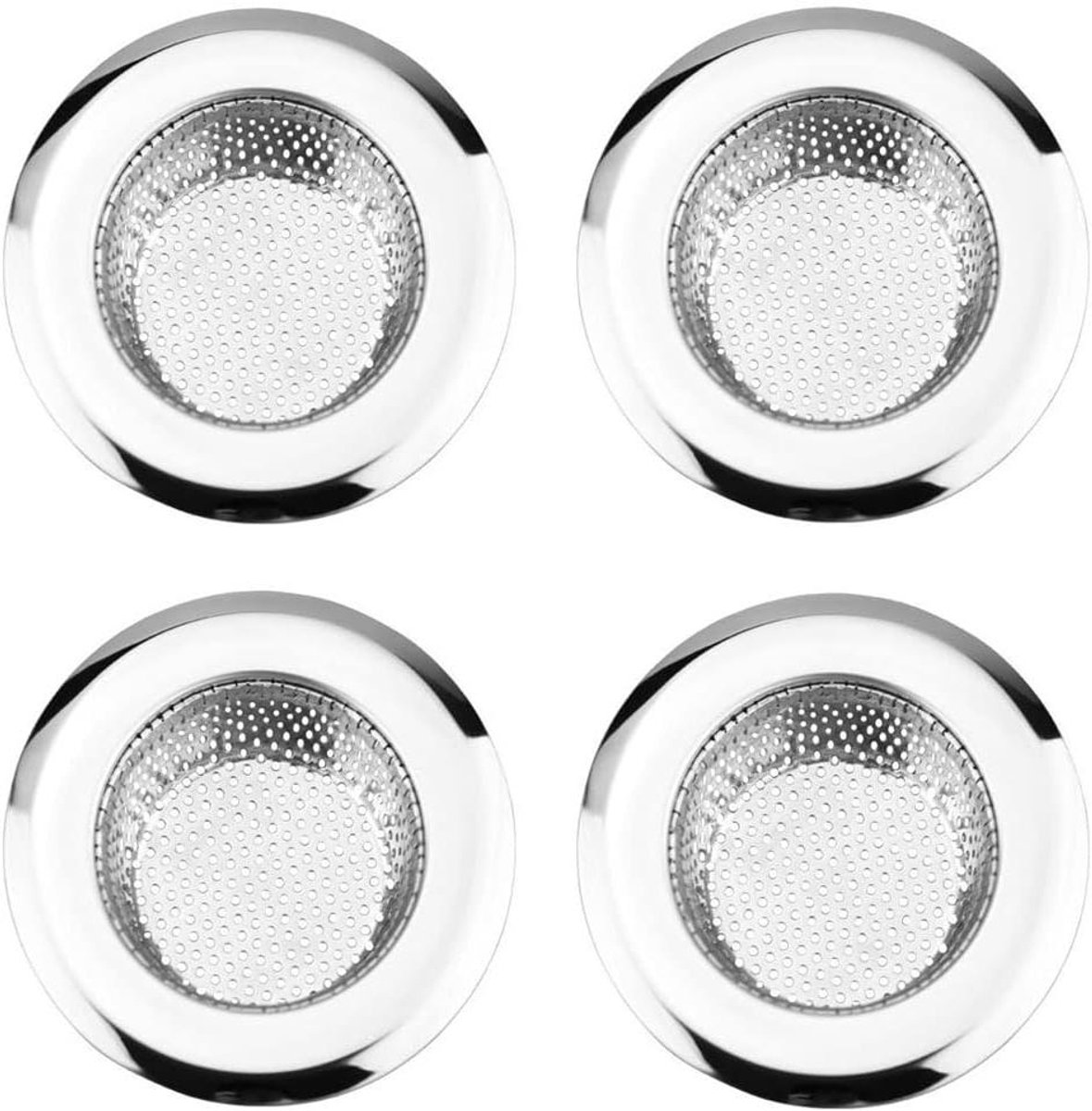 Afvoerstopper Set - Haarvanger Zeef - Schoon Afvoer Houd - Roestvrij Staal - 4 Stuks - Zilver