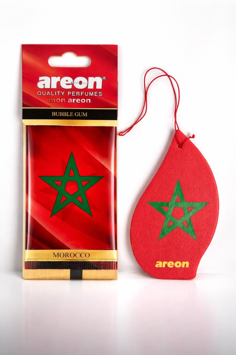 Areon flag Morocco Auto Luchtverfrisser – Papieren Geurhanger – Zoete Geur – Langdurige Werking