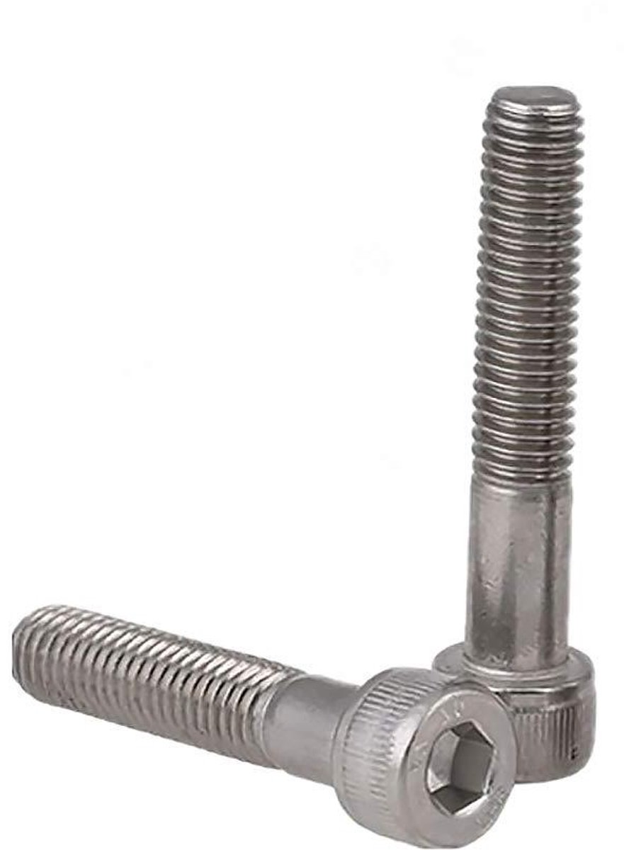 Zeskant dopkop schroeven - Inbusbouten machine - Vastzetten metaal - Roestvrij staal 304 - M8 x 50mm 100 stuks - Zilver