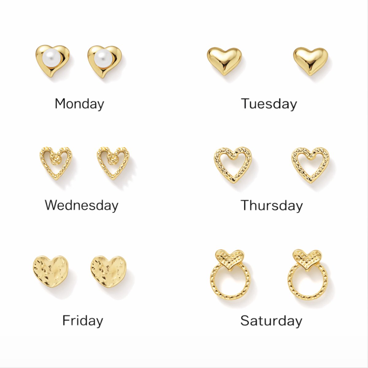 Oorbellen set - Goudkleurig - week set - roestvrij staal - verguld -Sieraden - Oren - Vrouwen- verjaardag cadeau - cadeau - Schattige Oorbellen