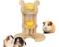 Cavia waterfles standaard - Kleine dieren houder - Huisdier hydratatie - Natuurlijk houten materiaal - 80 ml - Bruin