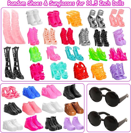 Poppenkleding Set - Poppen Outfits - Kinderen Spelen - 17 Delig - 30 cm - Meerkleurig — afbeelding 5