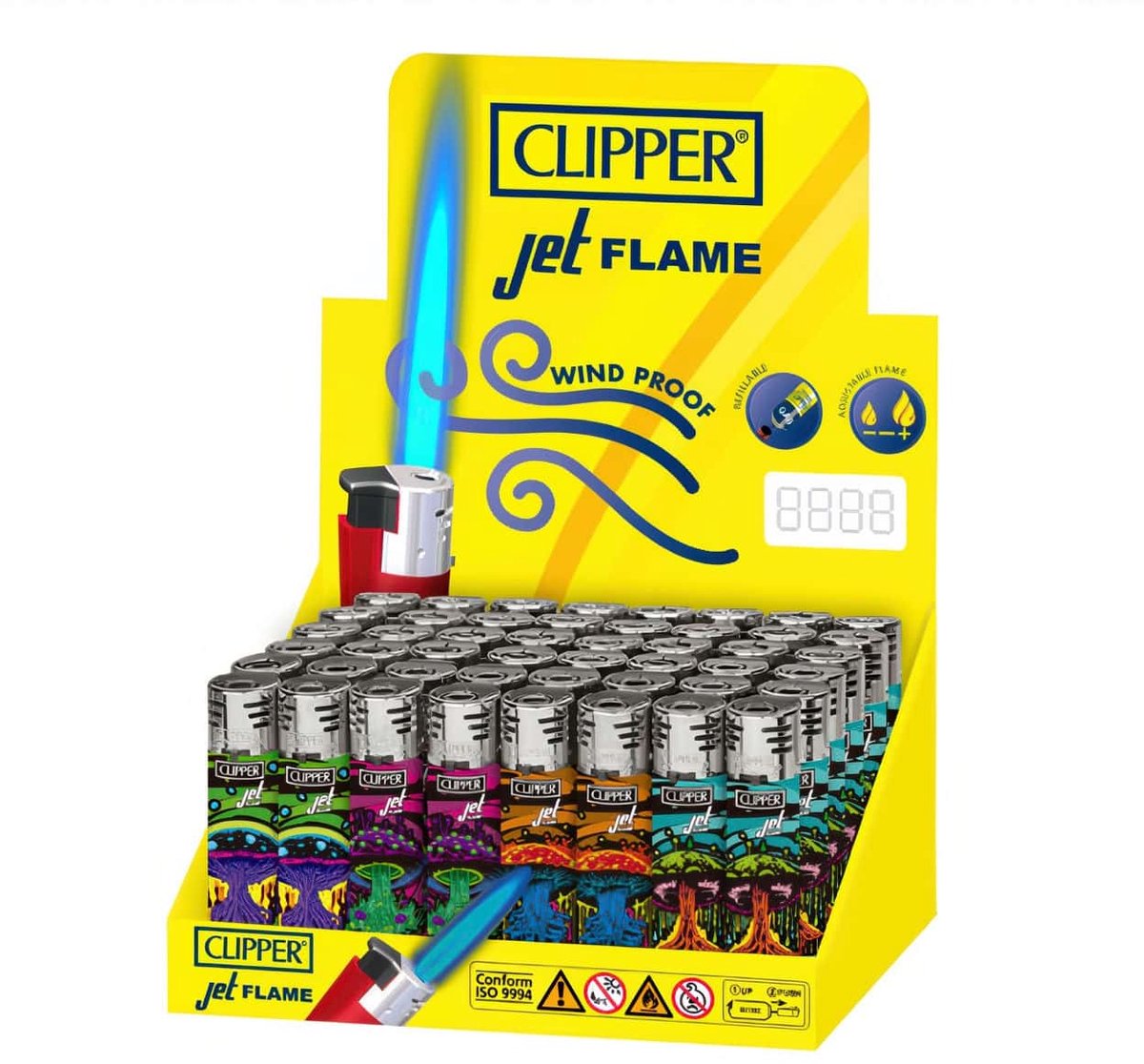 Clipper Jet Flame "Dark Mushrooms" Display (48 stuks)