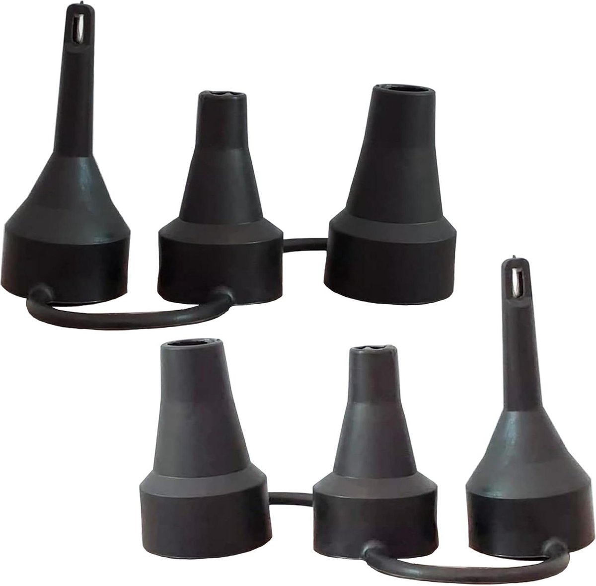 Vervangende sproeiers - Opblaasmondstukken pomp - Luchtbedden oppompen - 3 maten - 2 stuks - Zwart