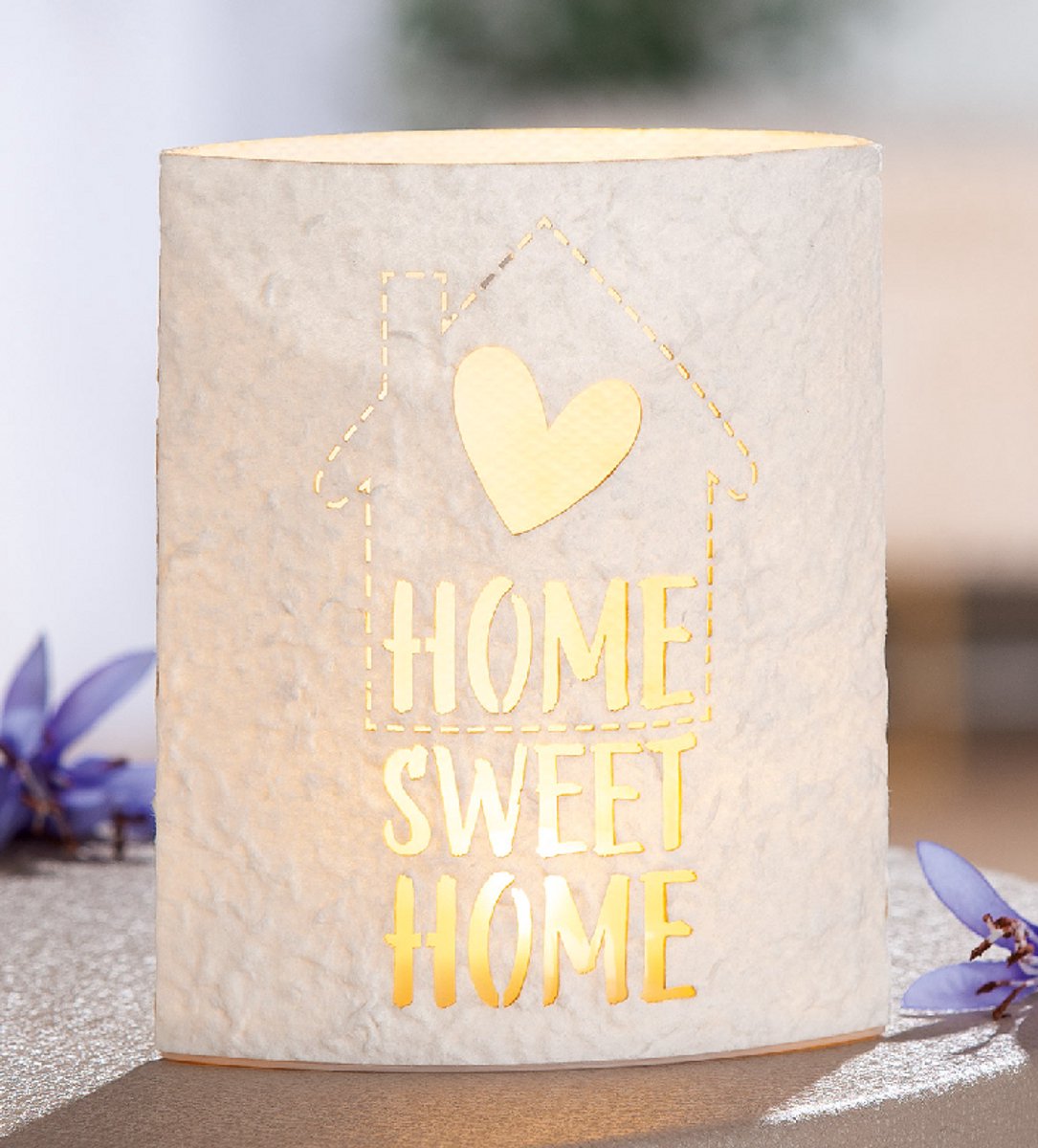 Home - Ellipse „Sweet Home“ - Decoratieve lamp (LED) - Hart motief - Staand + Hangend - 13 x 16 cm