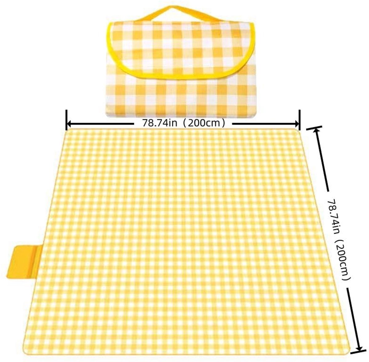 Picknickkleed waterdicht 200 x 200 cm - opvouwbaar buitenkleed voor 5-6 personen, licht en draagbaar voor park, strand en camping - geel — cadeau in Sport & Outdoor - foto 5