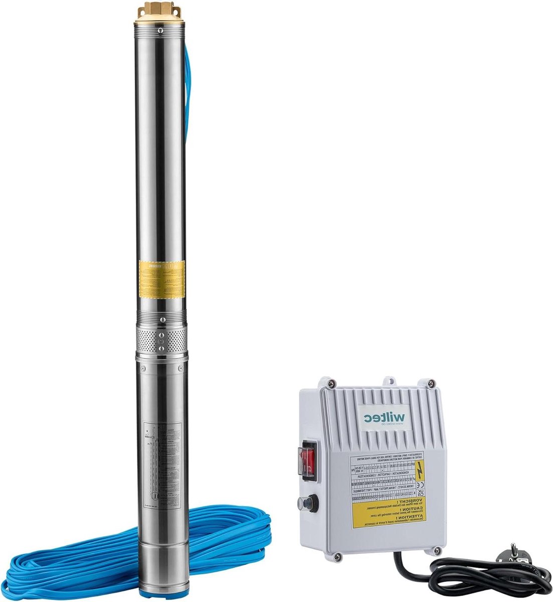 Diepwaterpomp - Bronpomp Dompelpomp - Waterwinning Tuin - 10-traps Systeem - 6000 l/u 74 m - Zilverkleurig