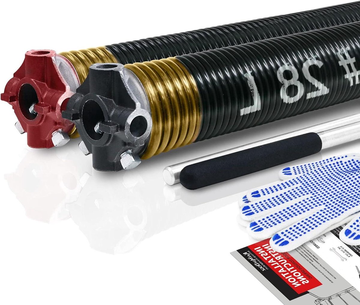 Garagedeur Torsieveren - Veren Set - Garagedeur Reparatie - Hoge Precisie Coating - 250 x 2 x 28 inch - Zwart