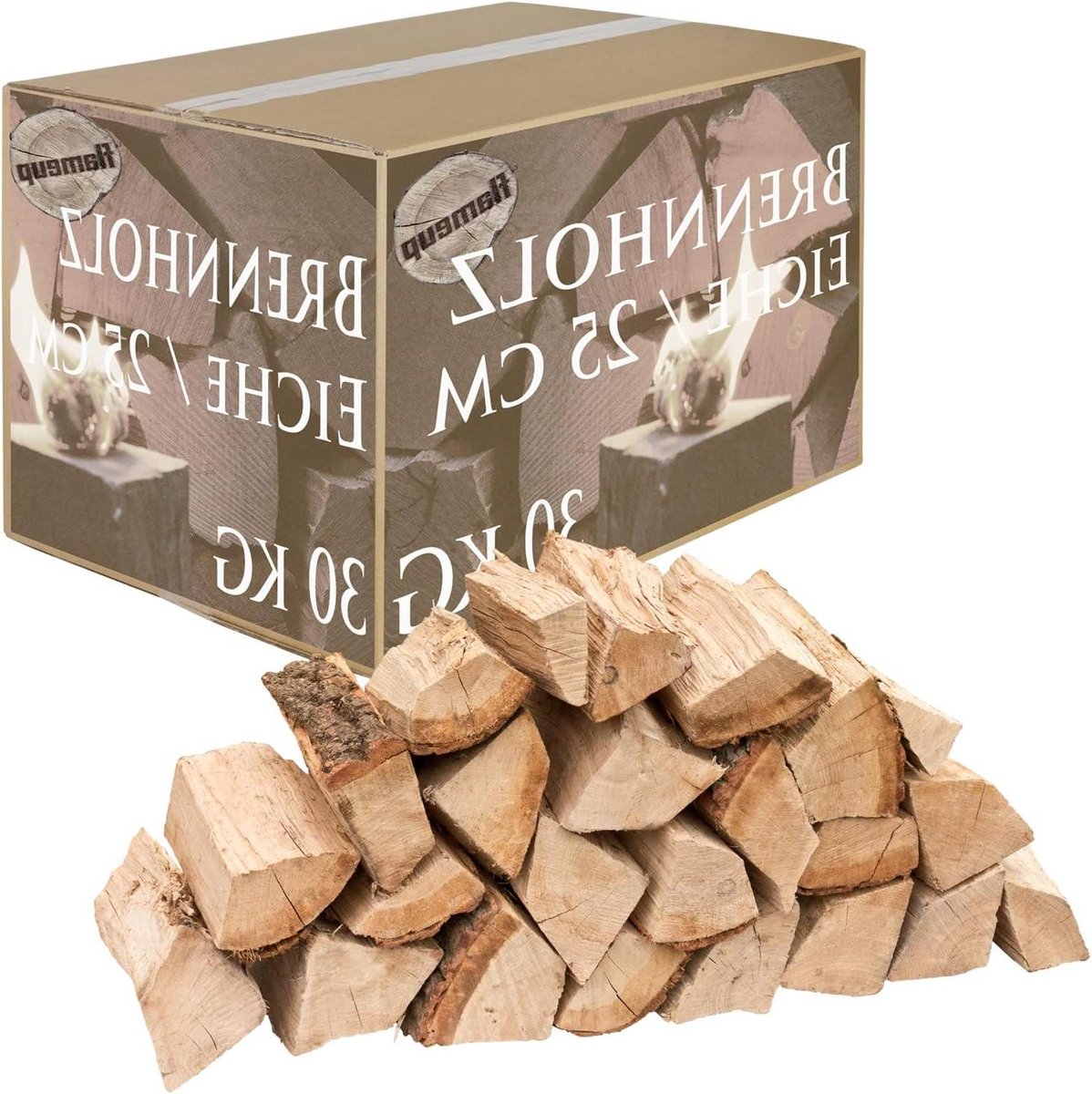 Brandhout Eikenhout - Haardhout Houtblokken - Open Haard Oven - Kamergedroogd - 30 kg - Bruin