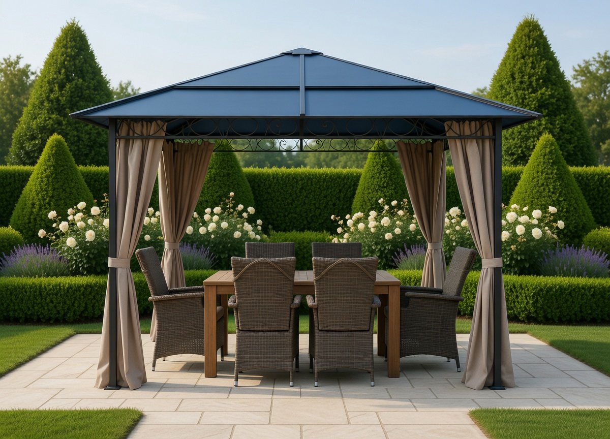 Premium Zijpanelen Set voor Hardtop Tuinpaviljoen 3x3m – Waterdichte Polycarbonaat Dubbele Kanaalplaten – Sand Grey | MedaHomeStore
