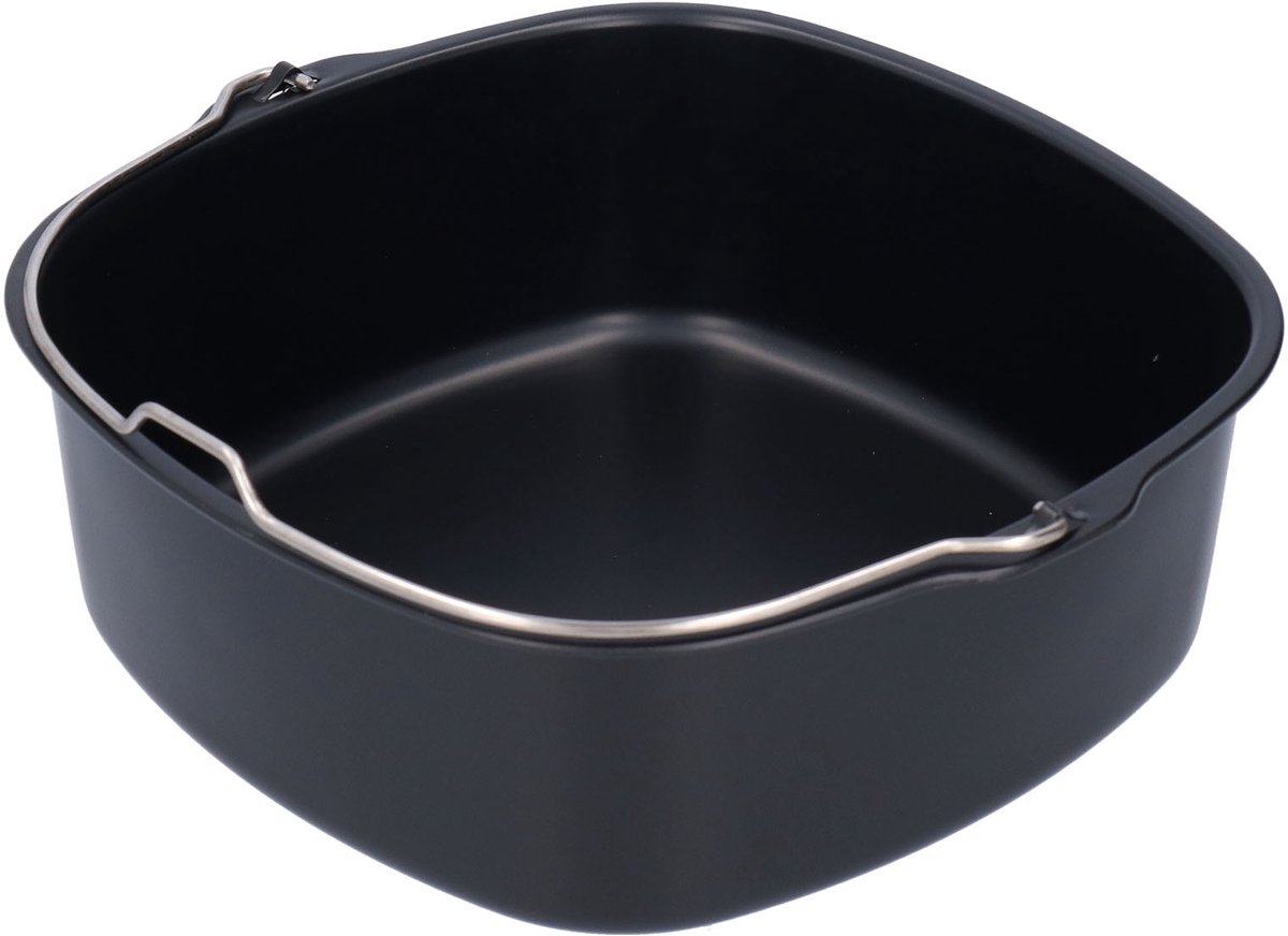 Cuhostki 1 Stuk - Airfryer Mandje Vierkant - Zwart - Koolstofstaal Bakken Braden Frietjes