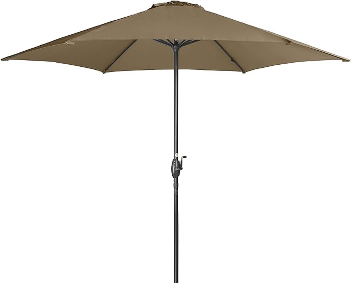 Luxe 360° Draaibare Zweefparasol Ø340 cm – Premium Cantilever Tuinparasol met Kantelbare Functie, Slingerbediening, UV-bescherming 50+, Stabiel Metalen Frame en Kruisvoet – Greige