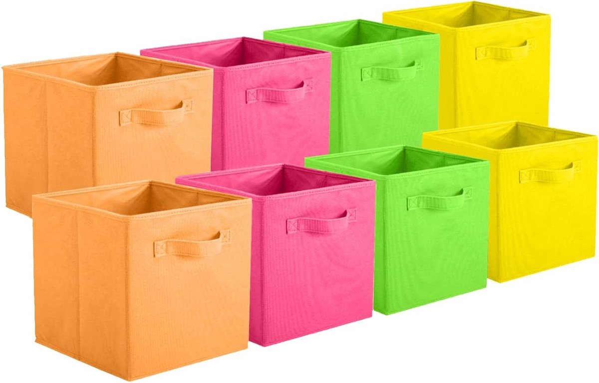 Opbergdozen Set - Opvouwbare Kubus - Huis Ordenen - Versterkte Constructie - Set van 8 - Mix B