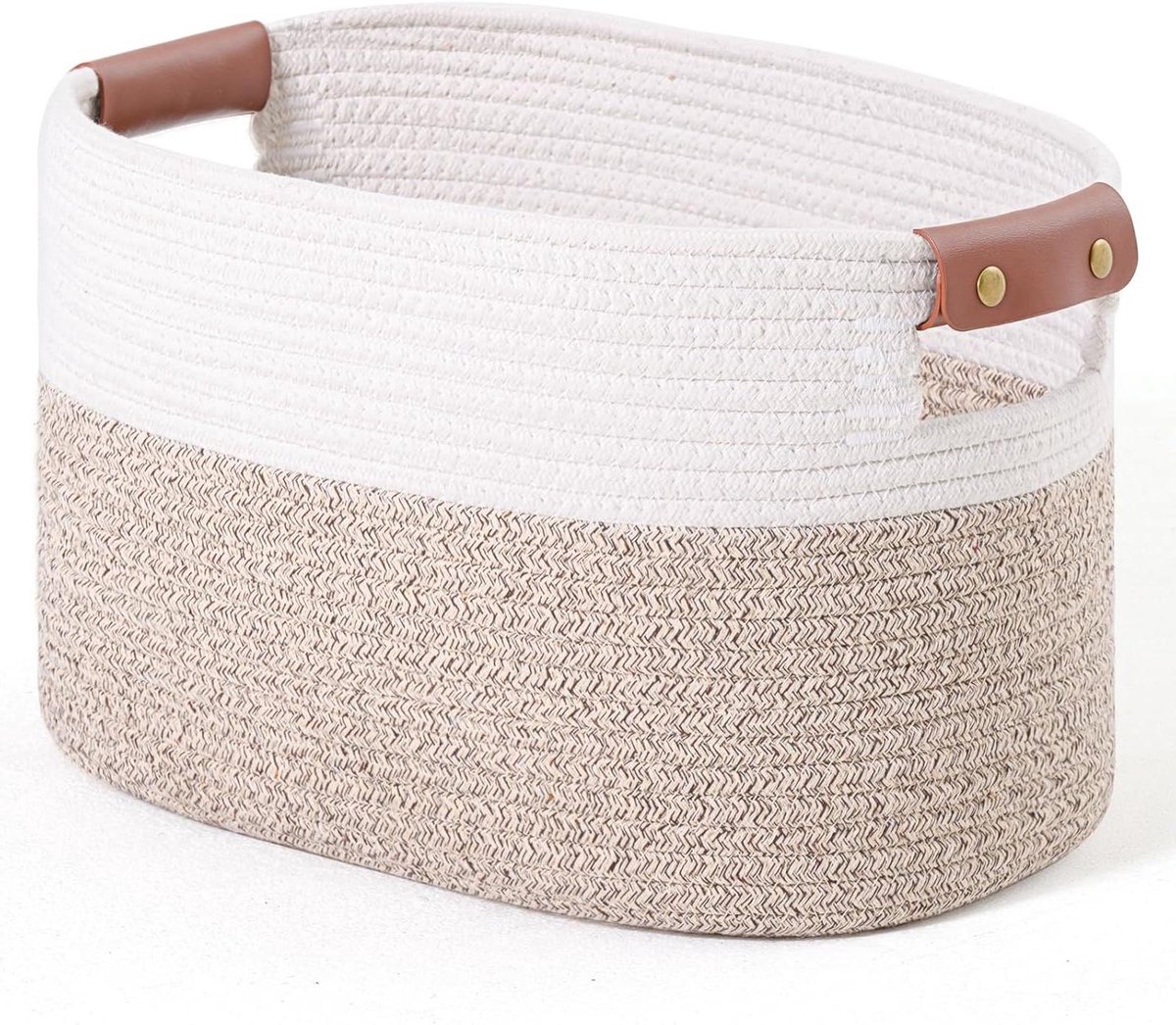 Katoenen Opbergmand - Decoratieve mand - Huishouden Organiseren - Afneembare handgrepen - 38x25x24 cm - Bruin