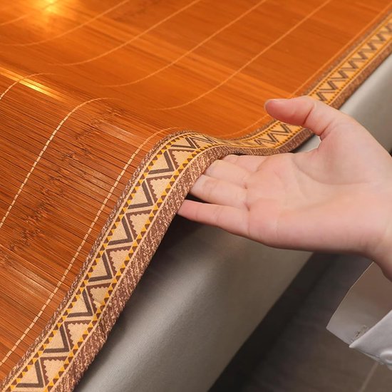 Zomer Slaapmat, 190/195/200/220cm Gekarboniseerd Bamboe Zomer Slaapmat, Koelende Matras Topper Pad, Ademende Gekarboniseerde Zomer Rotan Slaapmat-voor Slaapkamer Tweepersoonsbed (Size : L220xW — afbeelding 5