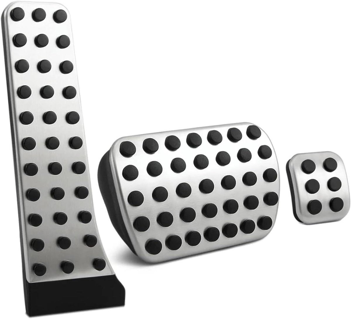 Pedaal Covers Set - Rem Gas - Verbeterde Grip - Antislip Rubber - 3 Delig - Zwart Zilver
