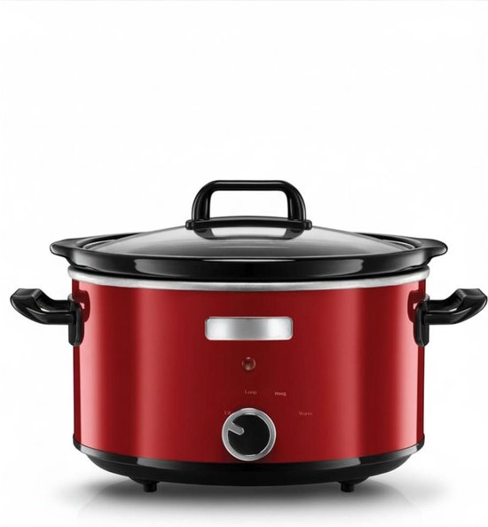 DnA® Slowcooker Met Timer - Slowcooker - Multicooker - Rood - 24cm x 31cm x 33cm